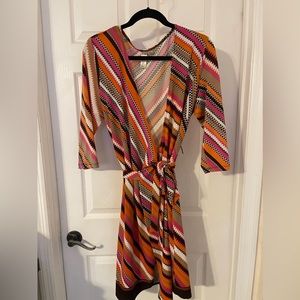 Emma And Michelle Multi Color Print Tie Dress Size L